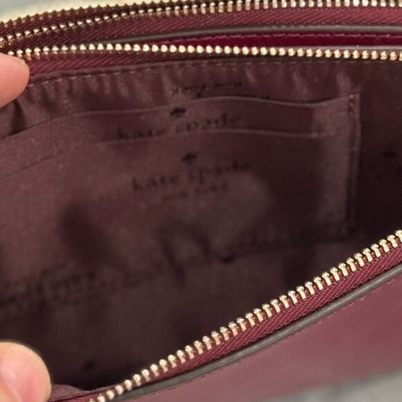Kate Spade Double Zip Cameron Crossbody Saffiano Leather Blackberry - Picture 8 of 9